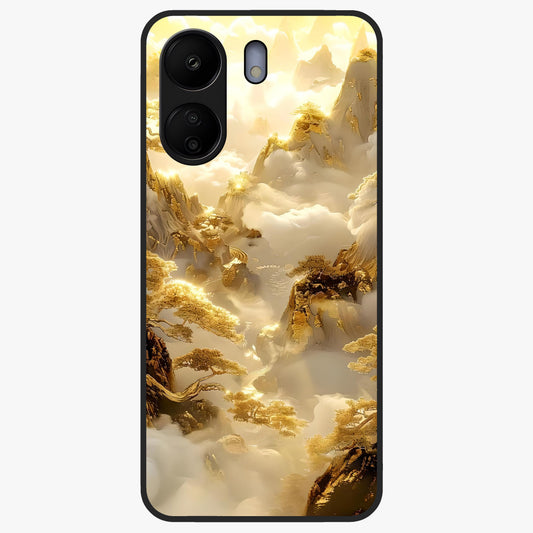 Gates Of Illumination Glass Case showing flat back view with mystical illuminated gate artwork and glossy glass finish.