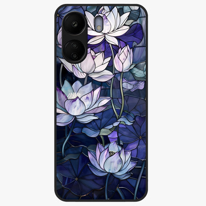 Gloss Petal Rush Glass Case showing flat back view with glossy flower petal artwork and smooth glass finish.