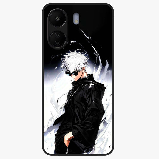 Limitless Shadow King Glass Case showing flat back view with powerful shadow warrior artwork and glossy glass finish.