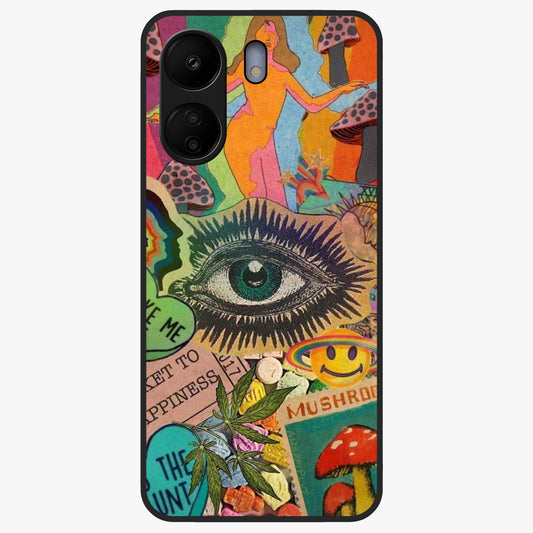Mystic Eye Wonderland Glass Case showing flat back view with mystical eye themed artwork and glossy glass finish.