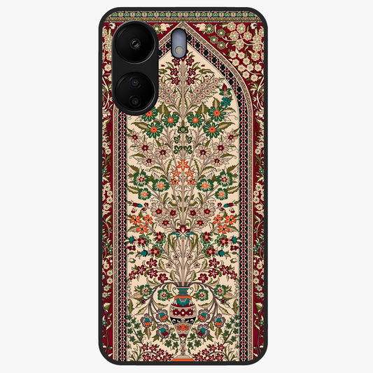 Persian Inspired Glass Case showing flat back view with ornate Persian style pattern artwork and glossy glass finish.