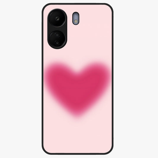 Pink Aura Heart Glass Case showing flat back view with glowing heart artwork and glossy glass finish.
