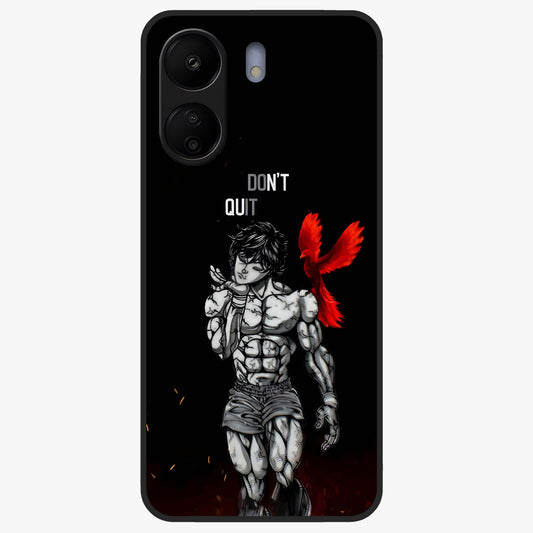 Rise Beyond Limits Glass Case showing flat back view with motivational typography artwork and glossy glass finish.