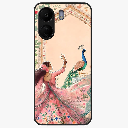 Royal Grace Muse Glass Case showing flat back view with elegant artistic artwork and glossy glass finish.