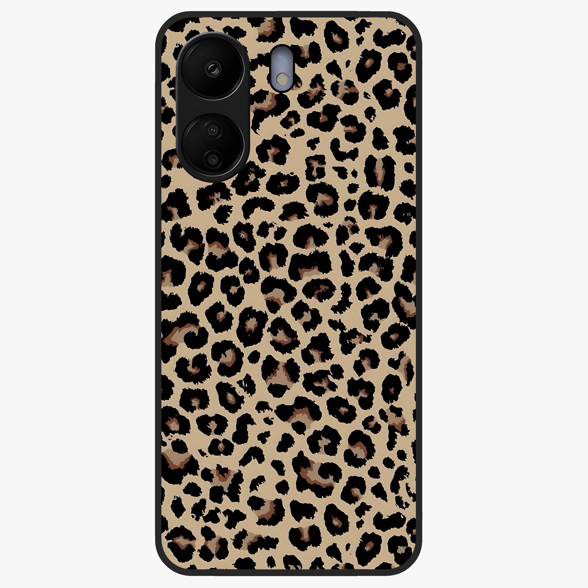 Savage Chic Pattern Glass Case showing flat back view with stylish patterned artwork and glossy glass finish.