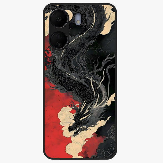 Shadow Dragon Fury Glass Case showing flat back view with fierce dragon artwork and glossy glass finish.