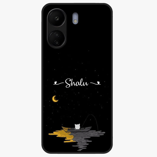 Silent Night Row Glass Case showing flat back view with calm night themed artwork and glossy glass finish.