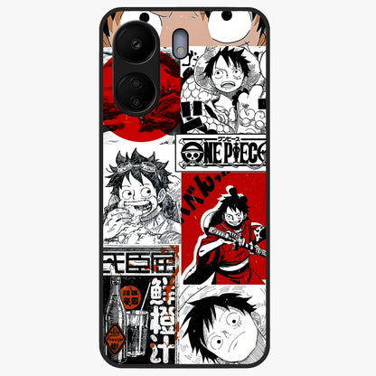 Strawhat Chaos Panels Glass Case showing flat back view with anime inspired chaos panel artwork and glossy glass finish.