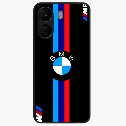 Turbo BMW Beast Glass Case showing flat back view with high performance sports car artwork and glossy glass finish.