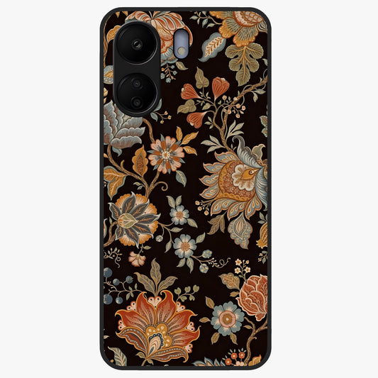 Vintage Floral Dream Glass Case showing flat back view with classic floral artwork and glossy glass finish.