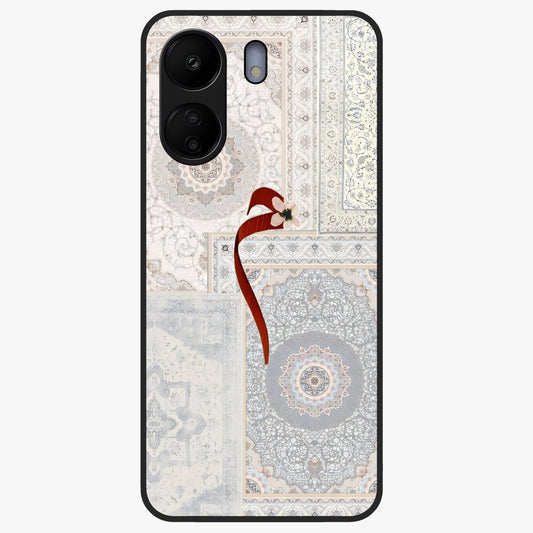 White Aesthetic Bow Glass Case showing flat back view with minimal bow artwork and glossy glass finish.