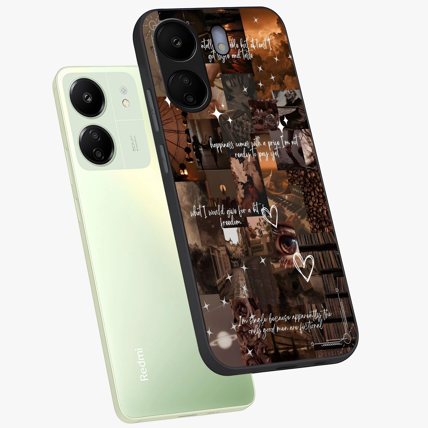 Bittersweet Aesthetic Chaos Glass Case displayed in angled mockup highlighting expressive abstract artwork and edgy aesthetic theme.