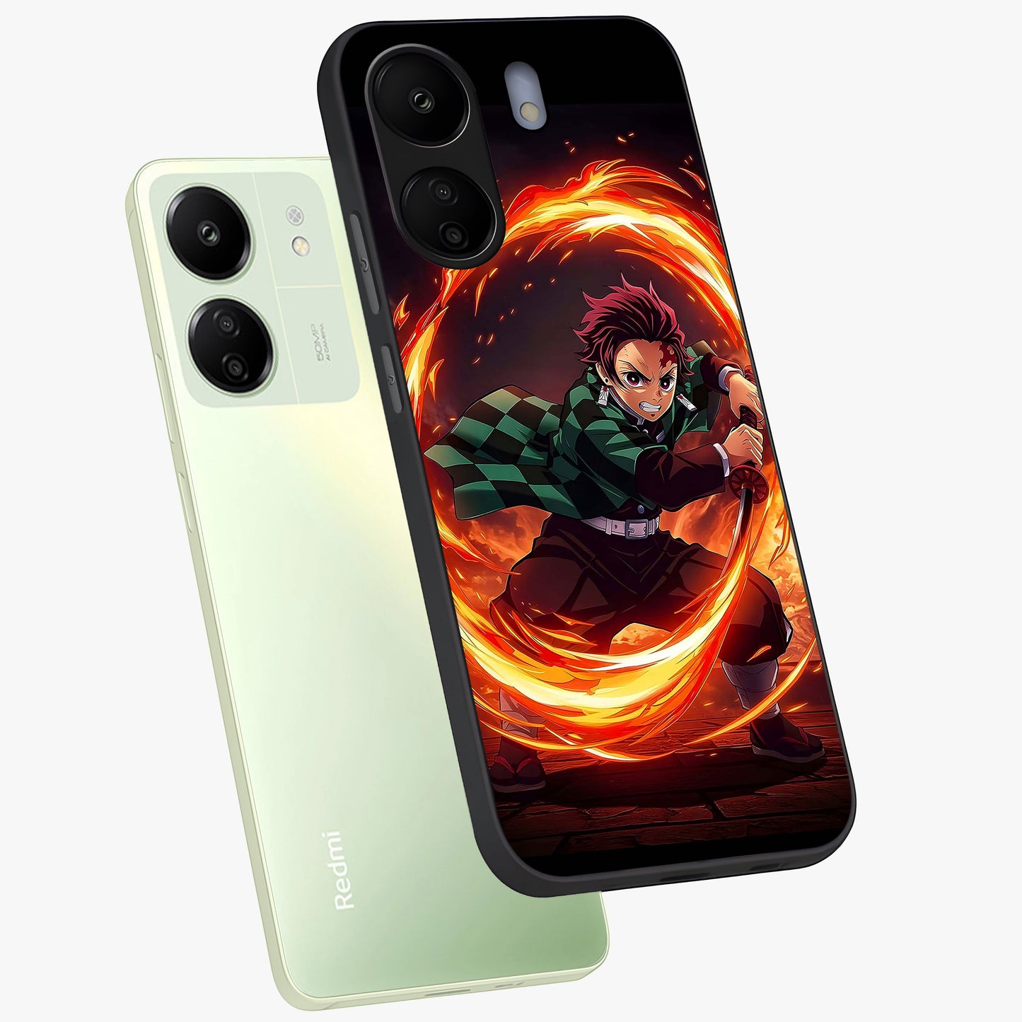 Blazing Sword Resolve Glass Case displayed in angled mockup highlighting powerful sword illustration and bold fantasy theme.