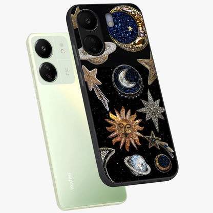 Celestial Gem Constellations Glass Case displayed in angled mockup highlighting gemstone inspired constellation design.