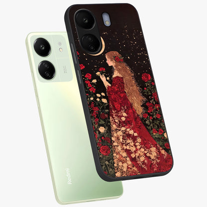 Crimson Dreams Glass Case displayed in angled mockup highlighting soft crimson aesthetic design with artistic theme.