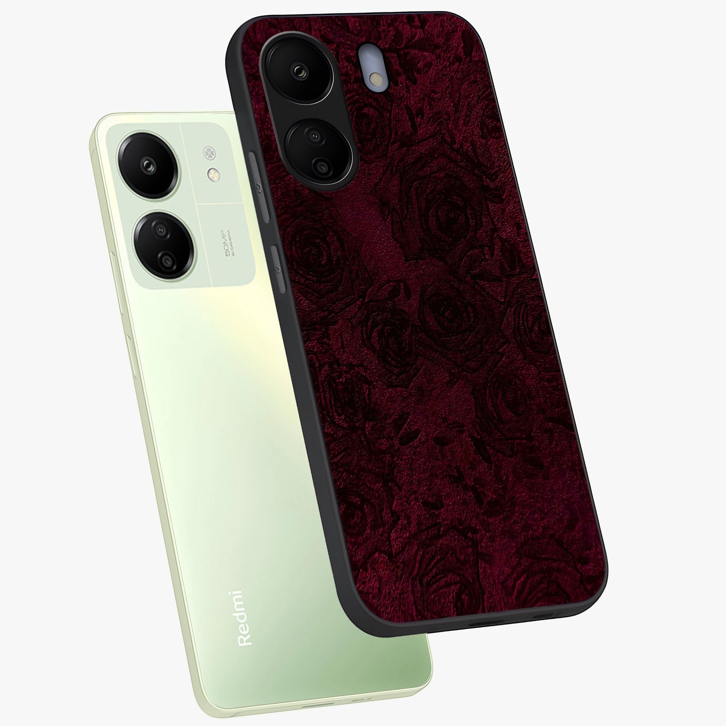 Crimson Fade Flow Glass Case displayed in angled mockup highlighting smooth gradient design with modern aesthetic style.
