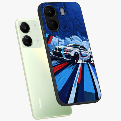 Drift Power Rush Glass Case displayed in angled mockup highlighting powerful drift car design with sporty aesthetic style.
