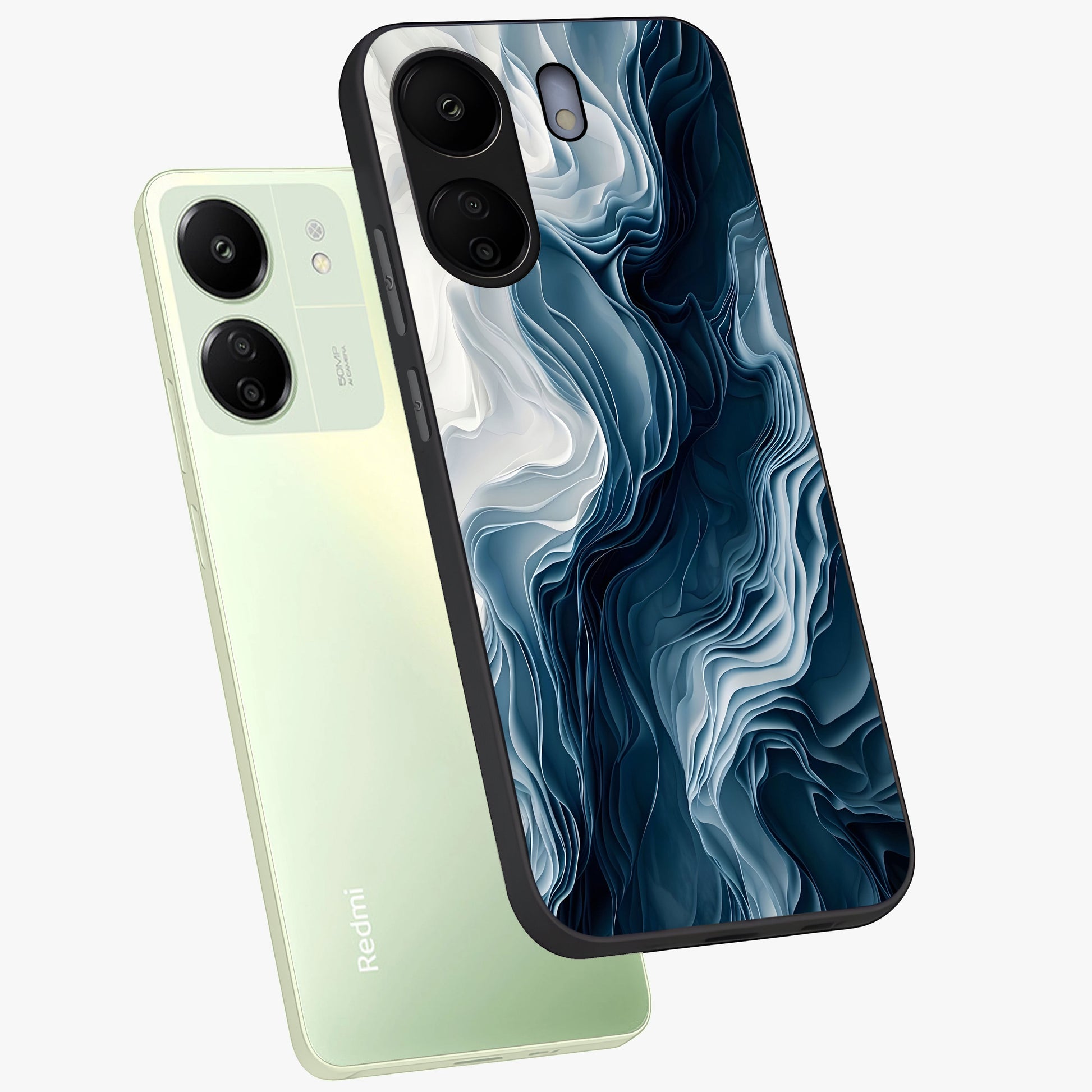 Ethereal Paper Marble Glass Case displayed in angled mockup highlighting elegant marble pattern with modern aesthetic style.