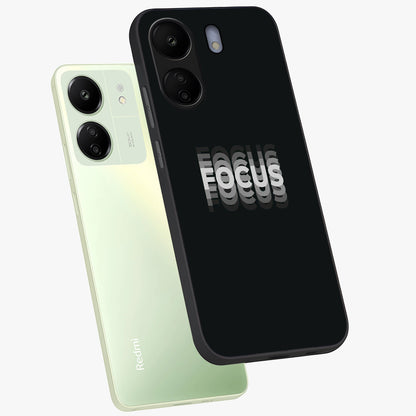 Focus Mode On Glass Case displayed in angled mockup highlighting clean minimal text artwork with modern aesthetic style.