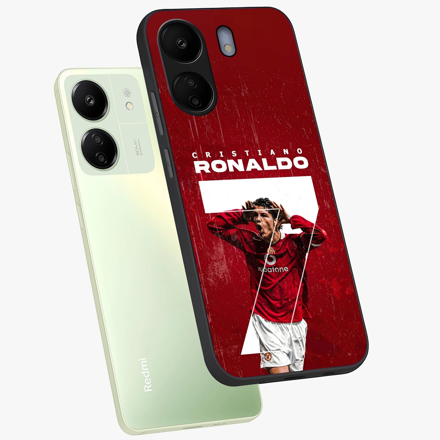 Goal Celebration Legacy Glass Case displayed in angled mockup highlighting energetic sports celebration design with bold athletic theme.