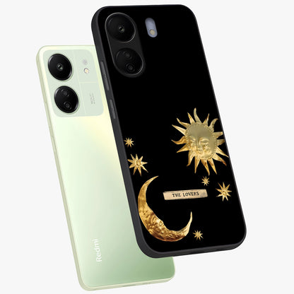 Gold Sun Blush Glass Case displayed in angled mockup highlighting radiant sun design with warm golden aesthetic.