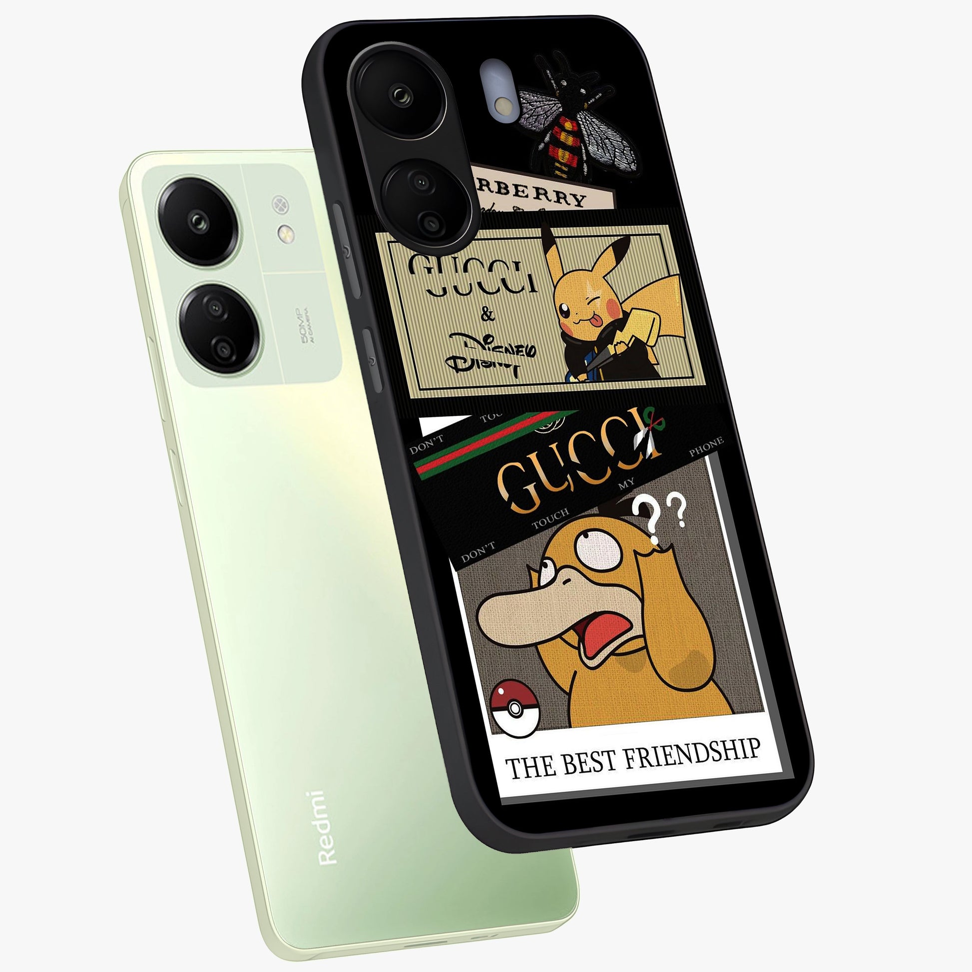 Gucci Play Mashup Glass Case displayed in angled mockup highlighting stylish fashion mashup design with bold aesthetic.