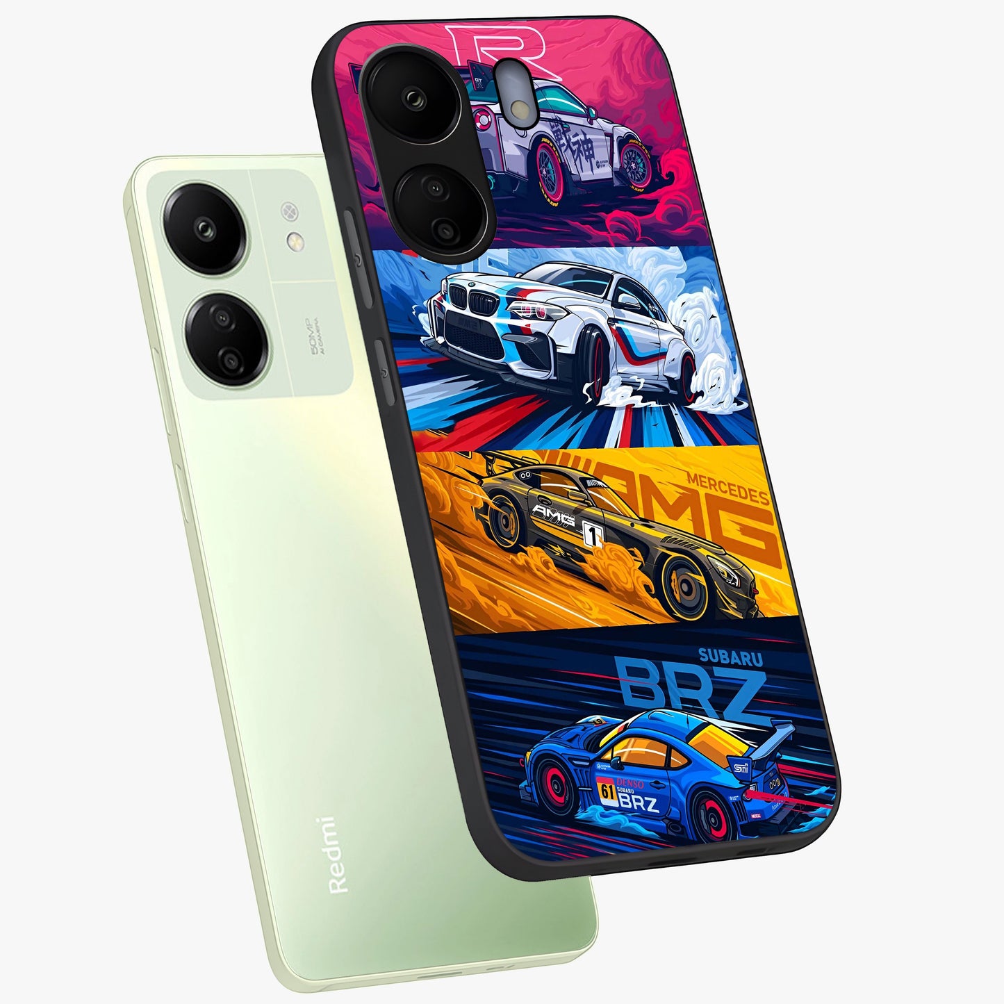 JDM Sports Car Glass Case displayed in angled mockup highlighting sleek Japanese racing car design with automotive aesthetic.
