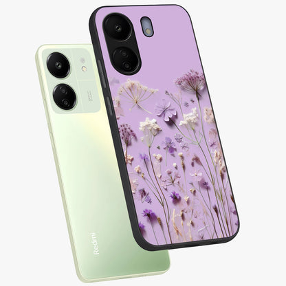 Lavender Blossom Dream Glass Case displayed in angled mockup highlighting dreamy lavender flower design with calming aesthetic style.
