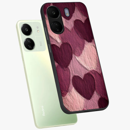Layered Paper Hearts Glass Case displayed in angled mockup highlighting creative paper craft heart design with romantic aesthetic.