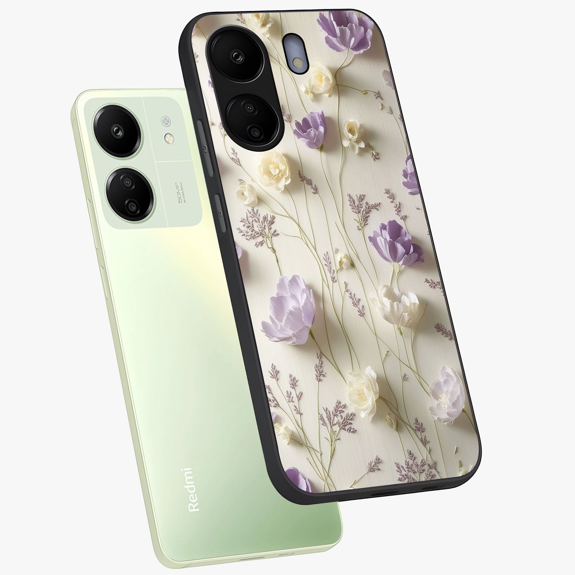 Lilac Breeze Harmony Glass Case displayed in angled mockup highlighting calm lilac breeze design with soothing aesthetic style.