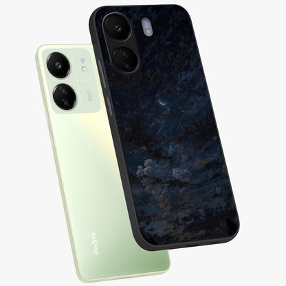 Lunar Veil Silence Glass Case displayed in angled mockup highlighting soft lunar design with peaceful celestial aesthetic.