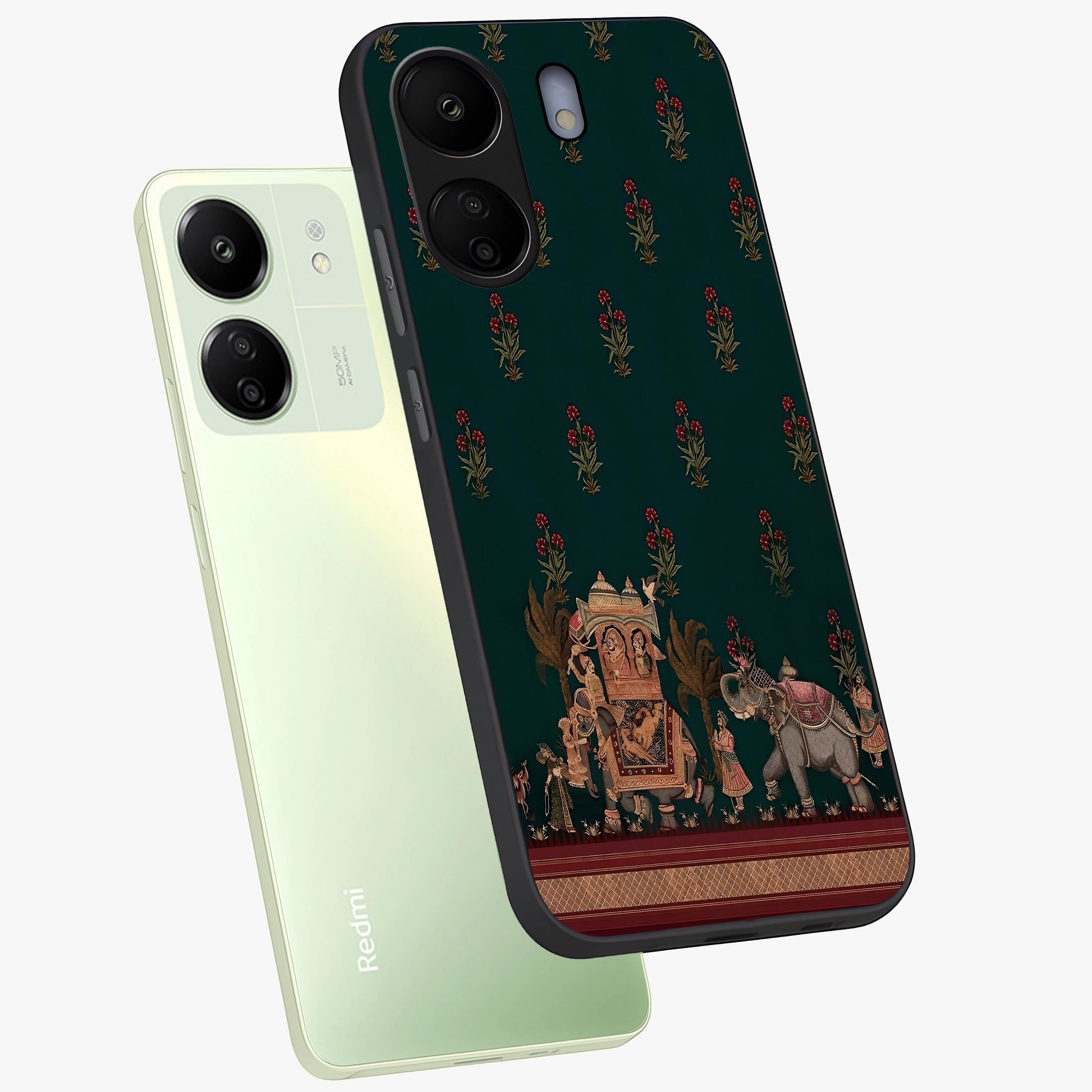 Macmerise Glass Case displayed in angled mockup highlighting trendy graphic design with sleek aesthetic style.