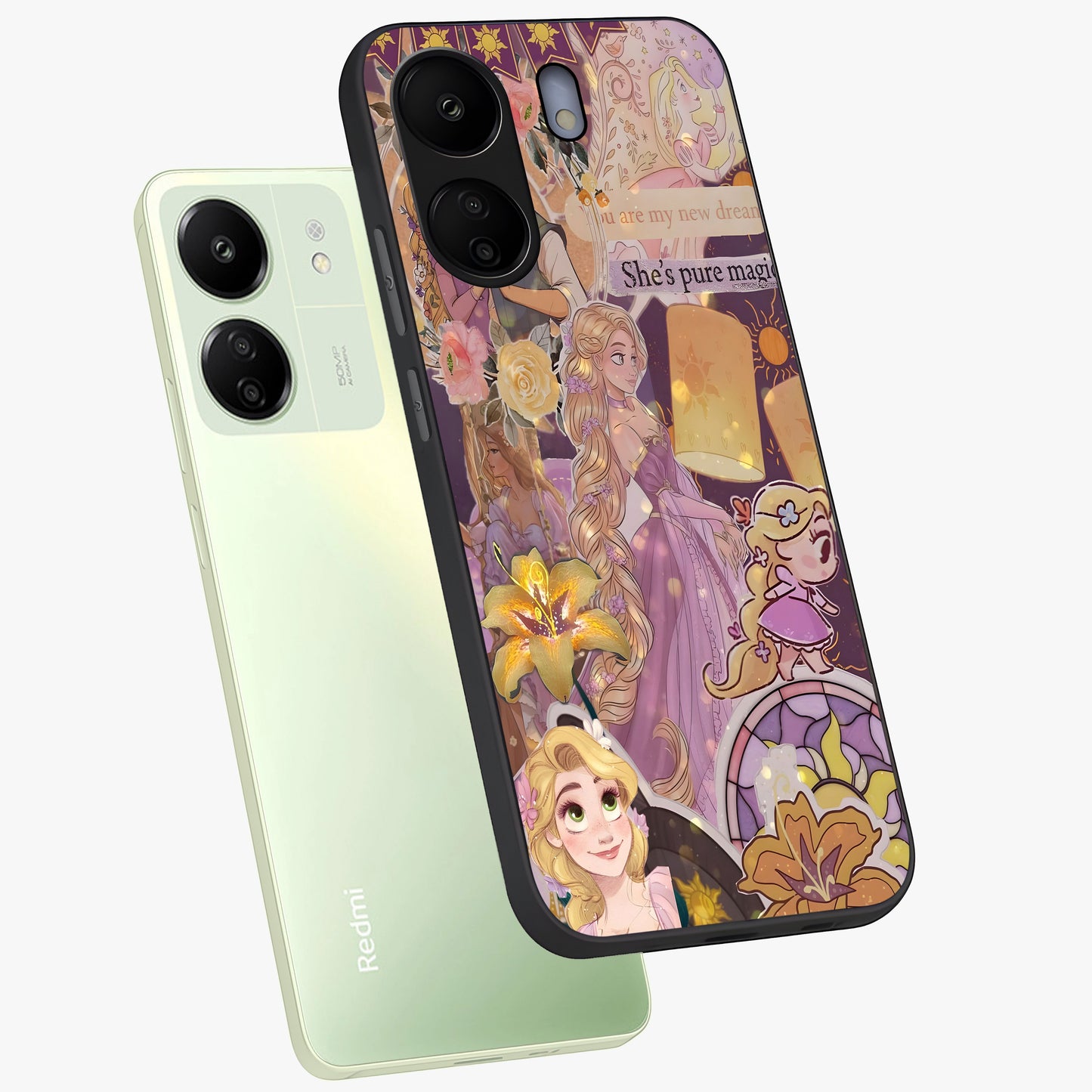 Magical Tangled Dream Glass Case displayed in angled mockup highlighting whimsical fantasy design with magical aesthetic.