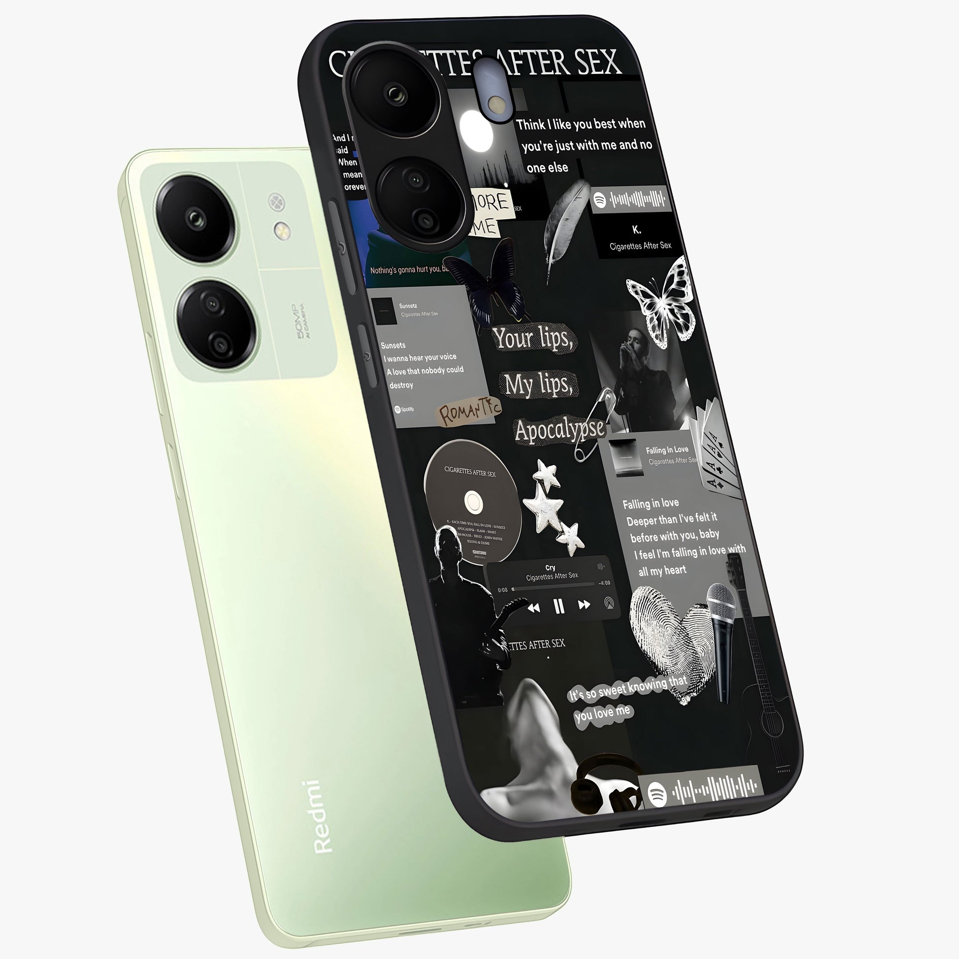 Midnight Love Echo Glass Case displayed in angled mockup highlighting elegant love inspired design with deep aesthetic style.