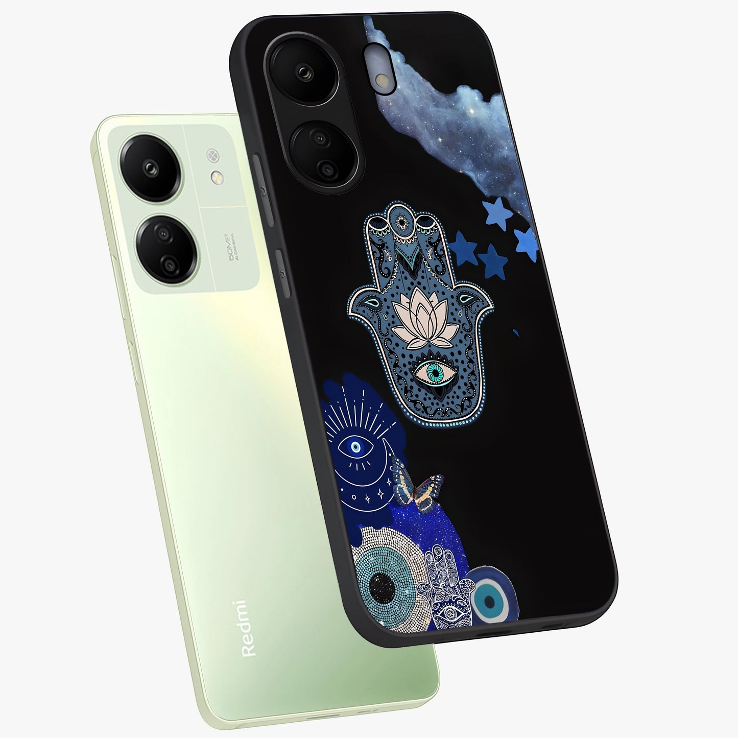 Mystic Hand Aura Glass Case displayed in angled mockup highlighting magical aura design with spiritual aesthetic style.