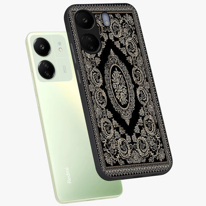 Noir Bloom Elegance Glass Case displayed in angled mockup highlighting refined flower design with stylish noir aesthetic.