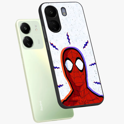 Omg Spiderman Glass Case displayed in angled mockup highlighting dynamic hero illustration with action comic aesthetic.