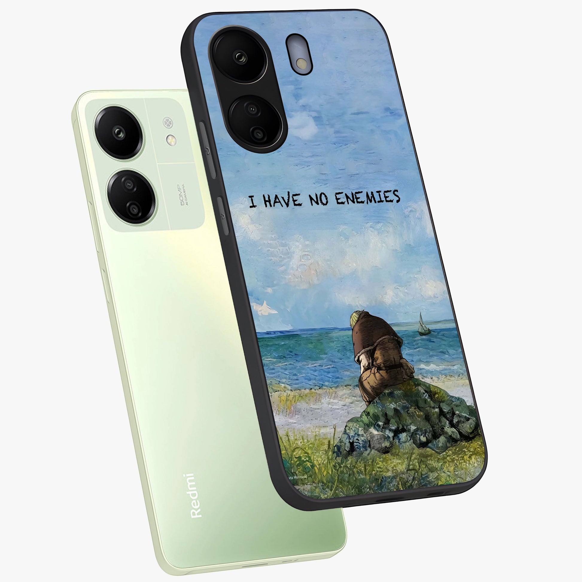 Peace Beyond War Glass Case displayed in angled mockup highlighting meaningful message design with artistic aesthetic style.