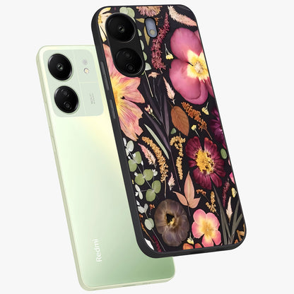 Petal Dream Tapestry Glass Case displayed in angled mockup highlighting decorative petal pattern with elegant botanical aesthetic.