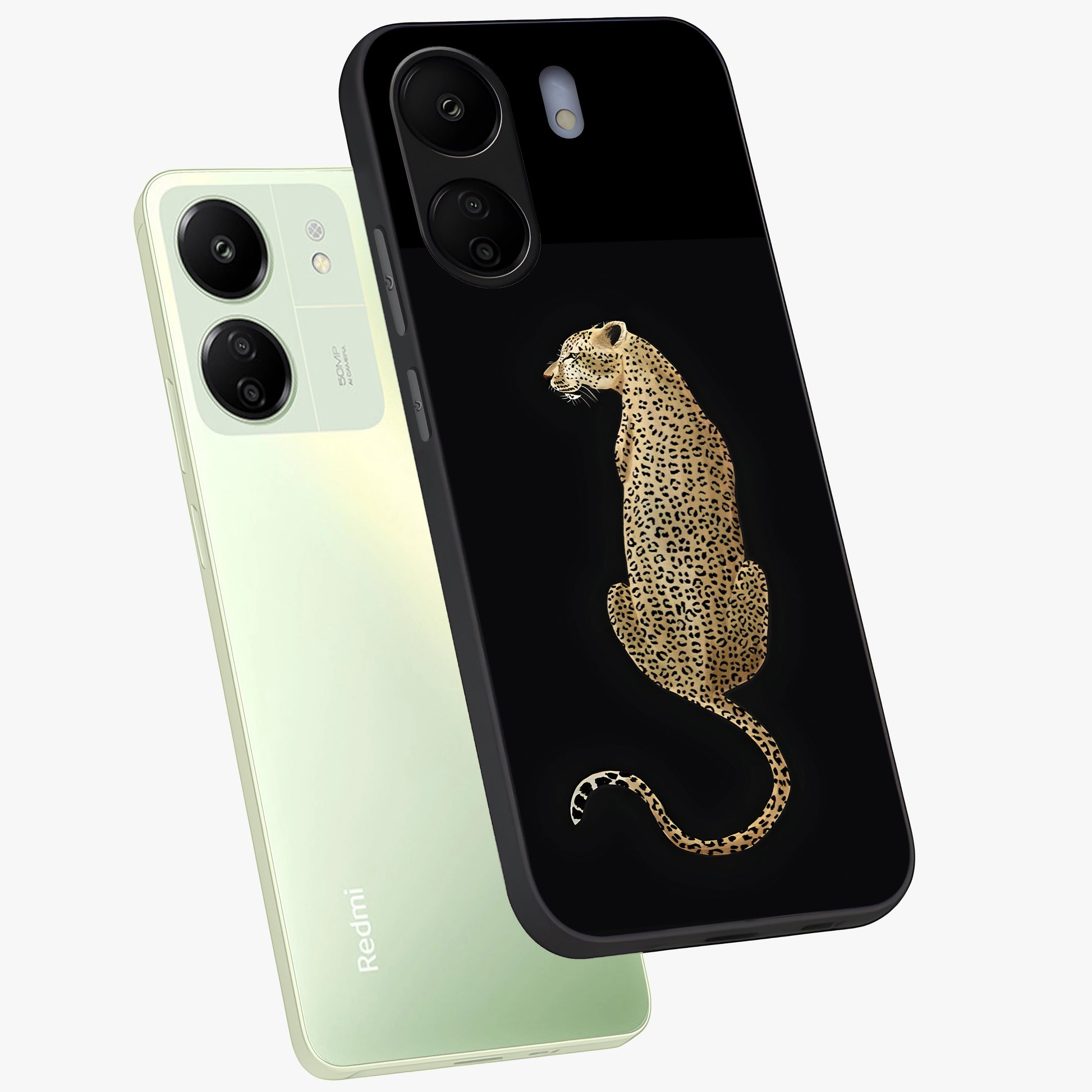Regal Leopard Glass Case displayed in angled mockup highlighting powerful animal illustration with stylish wild aesthetic.
