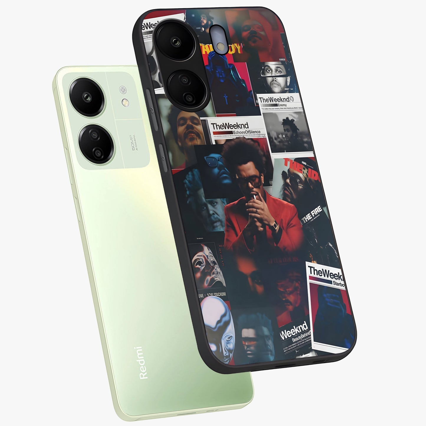 The Weeknd Glass Case displayed in angled mockup highlighting stylish pop culture inspired design with modern aesthetic.