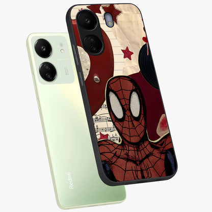 Web Warrior Vibes Glass Case displayed in angled mockup highlighting dynamic web design with comic style aesthetic.