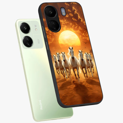 Wild Sunset Majesty Glass Case displayed in angled mockup highlighting vibrant sunset sky design with scenic aesthetic.