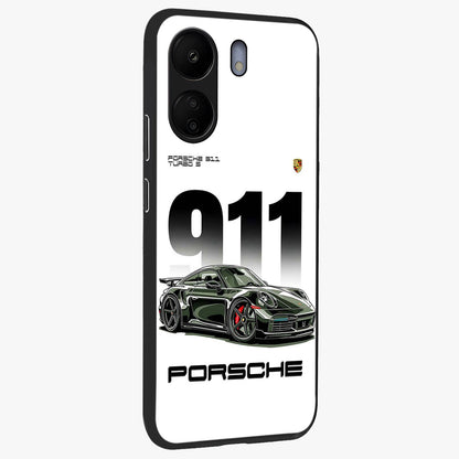 911 Turbo Dominance Glass Case upright perspective showcasing powerful racing design and modern automotive aesthetic.