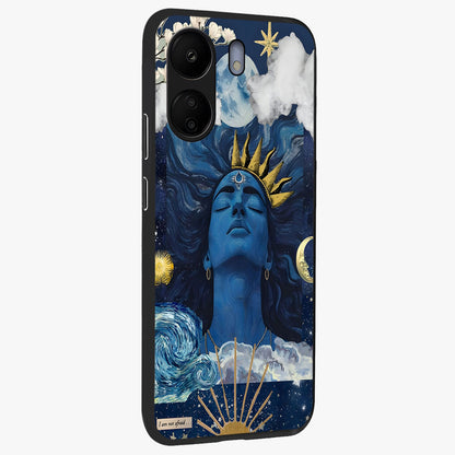Aesthetic Lord Shiva Glass Case upright view showcasing powerful Lord Shiva artwork with devotional theme.