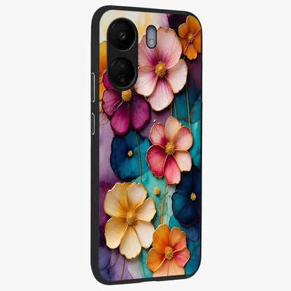 Artlyn Grace Flower Pattern Glass Case upright view showcasing graceful floral artwork with aesthetic botanical style.