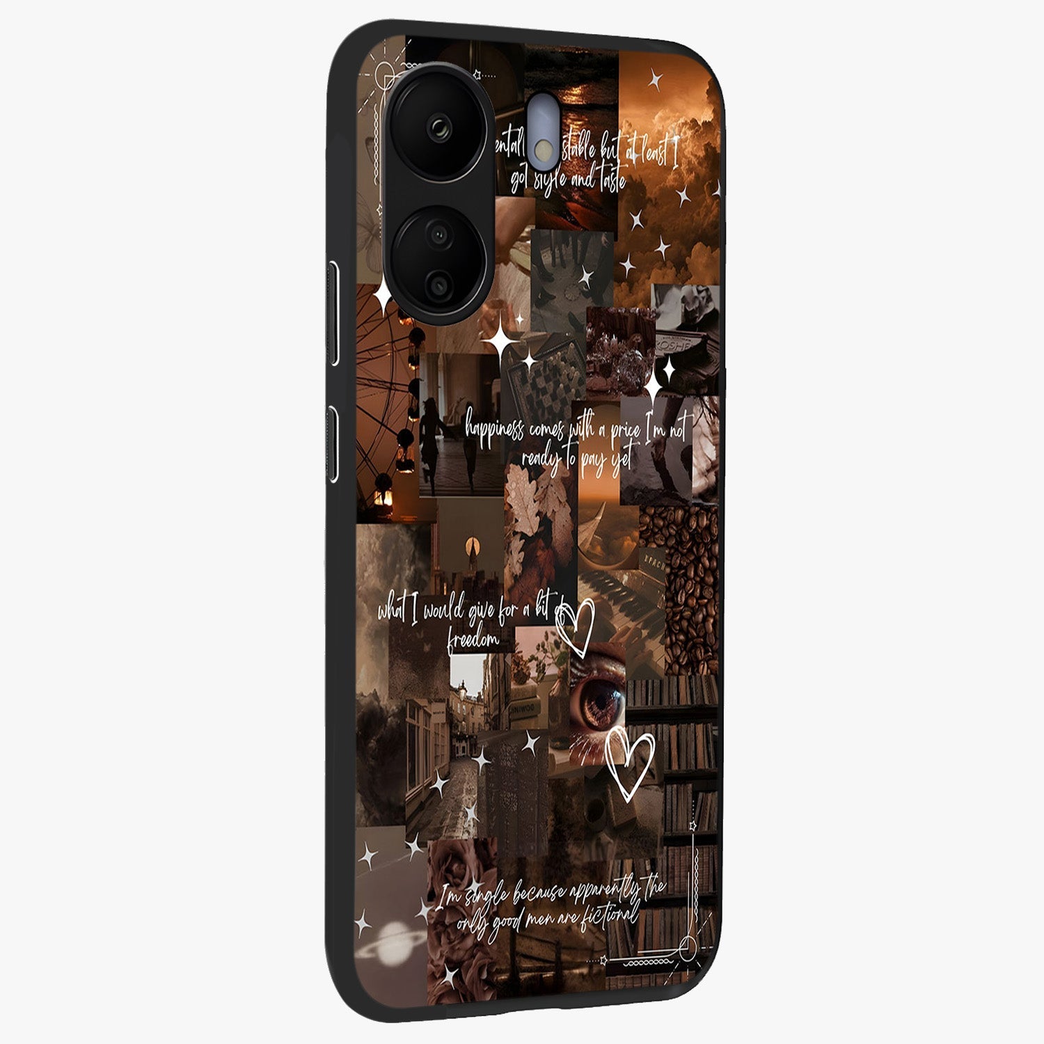Bittersweet Aesthetic Chaos Glass Case upright view showcasing bold artistic chaos design with modern aesthetic style.