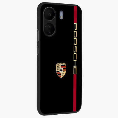 Black Minimal Porsche Glass Case upright view showcasing stylish automotive artwork with bold minimal theme.