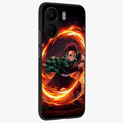 Blazing Sword Resolve Glass Case upright view showcasing dramatic warrior inspired artwork with intense visual style.