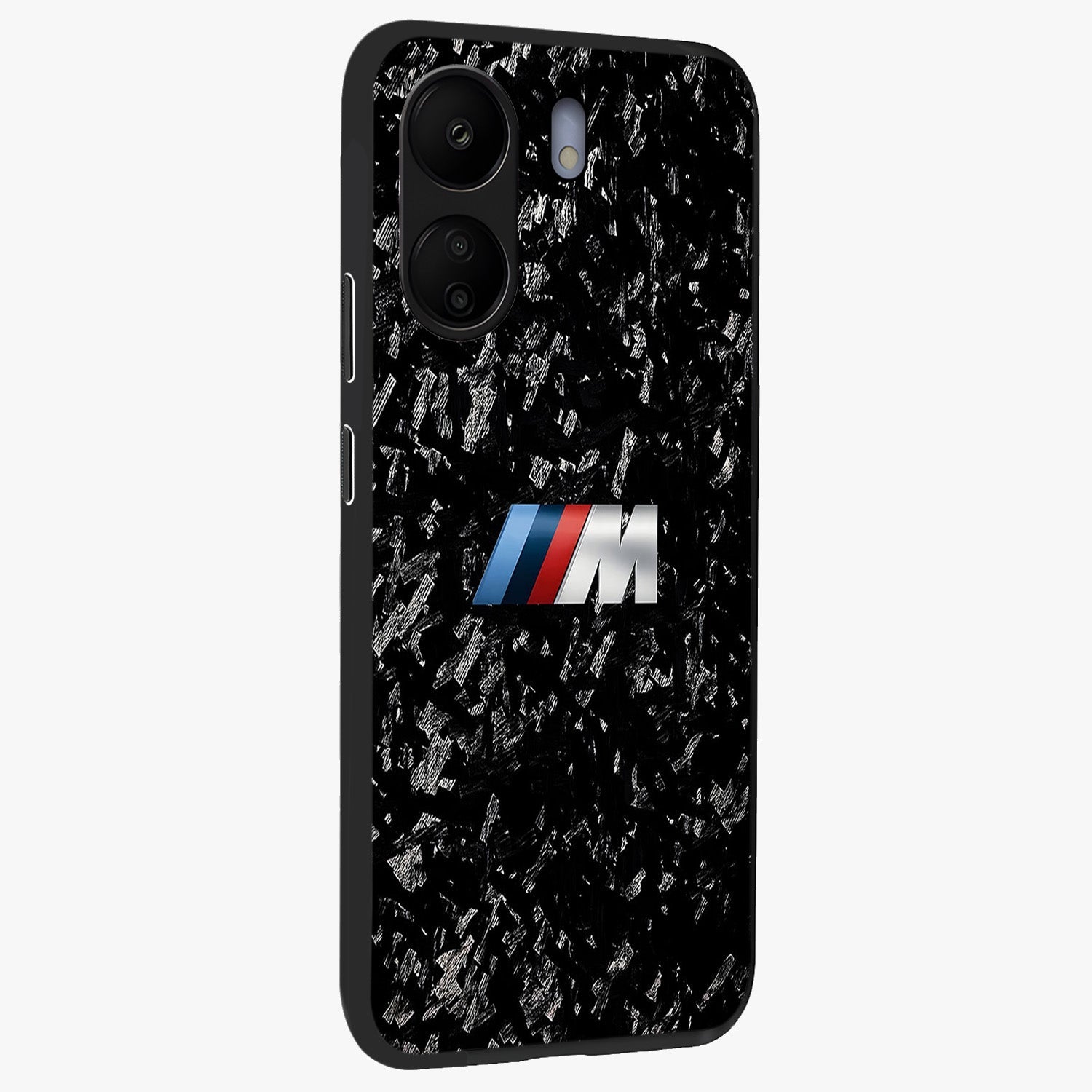 Carbon Speed Mark Glass Case upright view showcasing modern carbon speed graphic with bold automotive theme.